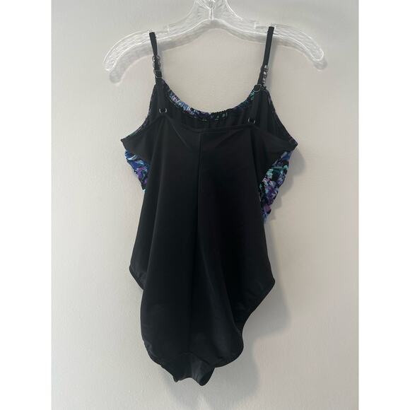 MagicSuit One Piece Swimsuit Wrap Style Blue & Black Size 12 - Picture 3 of 9